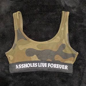 Assholes Live Forever Camo Sports Bra